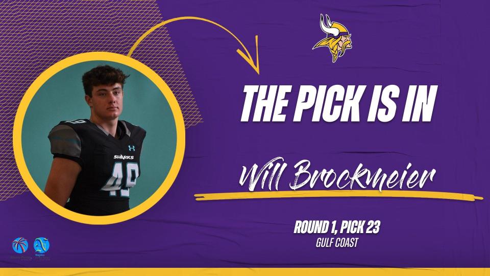 Gulf Coast EDGE rusher Will Brockmeier, selected 23rd overall by the Minnesota Vikings