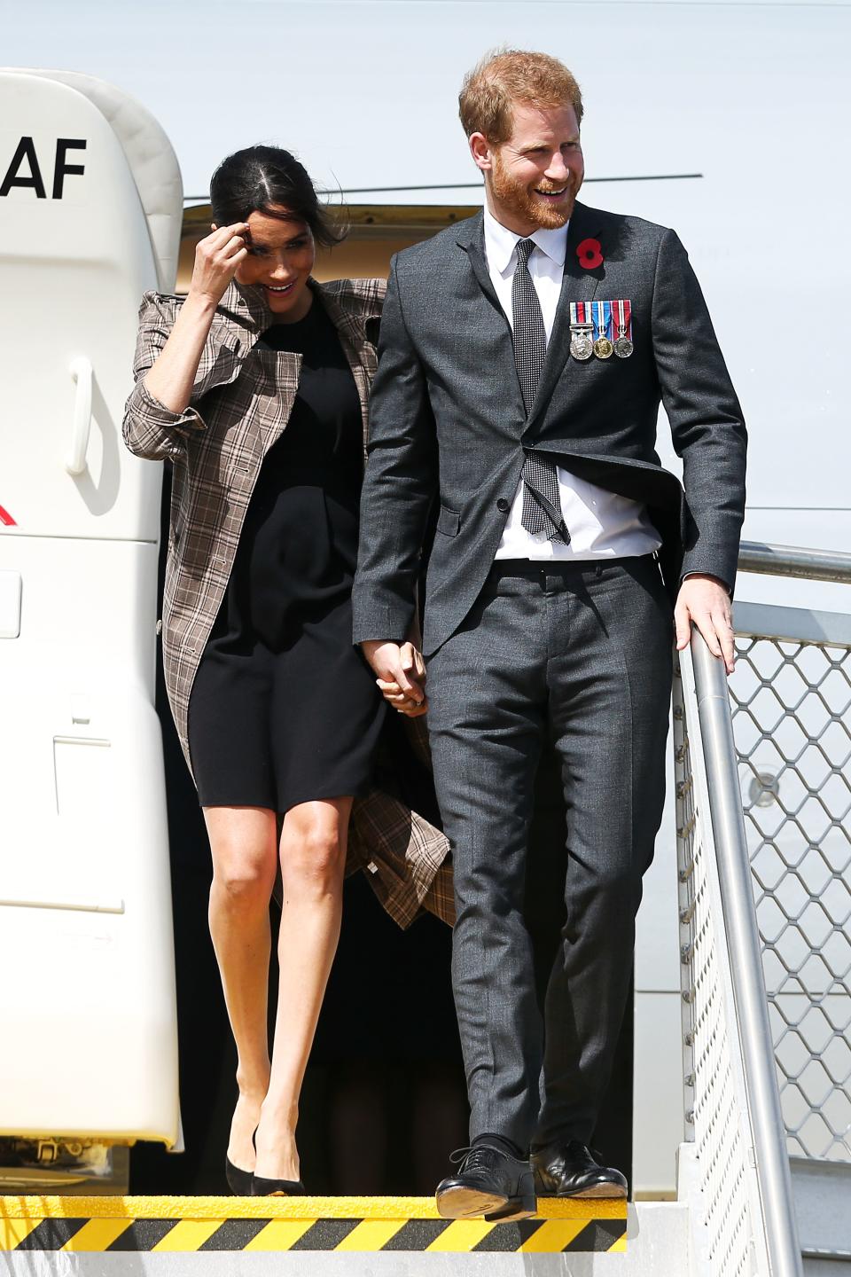 Meghan Markle arrived in New Zealand for the next phase of her royal tour in a $60 ASOS maternity dress. See the full look here.