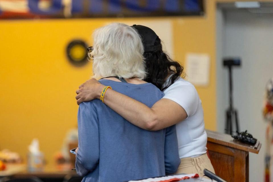 Two women embracing