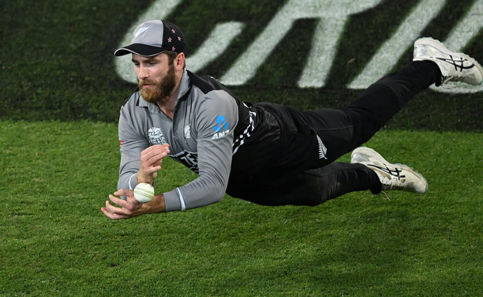 Kane Williamson, pictured here dropping a catch off Jos Butler during New Zealand's clash with England at the T20 World Cup.