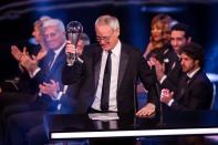 <p>Leicester manager Claudio Ranieri celebrates winning the FIFA Best Manager award </p>