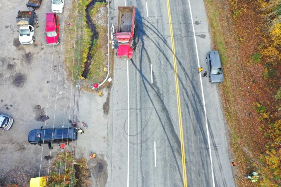 Rhode Island State Police investigators use drones to capture aerial images of crash scenes like this one. Together with 3D modeling technology, such images provide fast, accurate measurements of the scene, often allowing troopers to reopen highways more quickly.