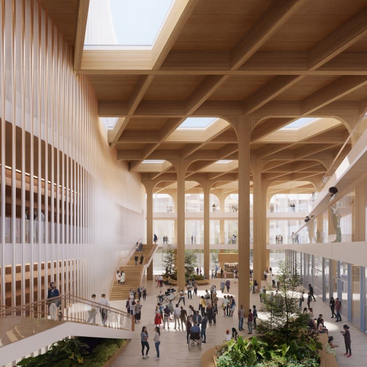 Lobby view of PSU's proposed Portland Arts + Culture Center designed by Bora Architects