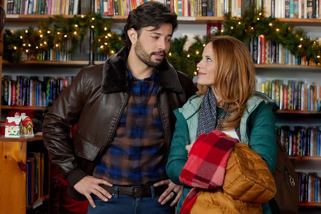 <p>Courtesy of Hallmark</p> Katie LeClerc and Rafael de la Fuente in 'Letters to Santa'