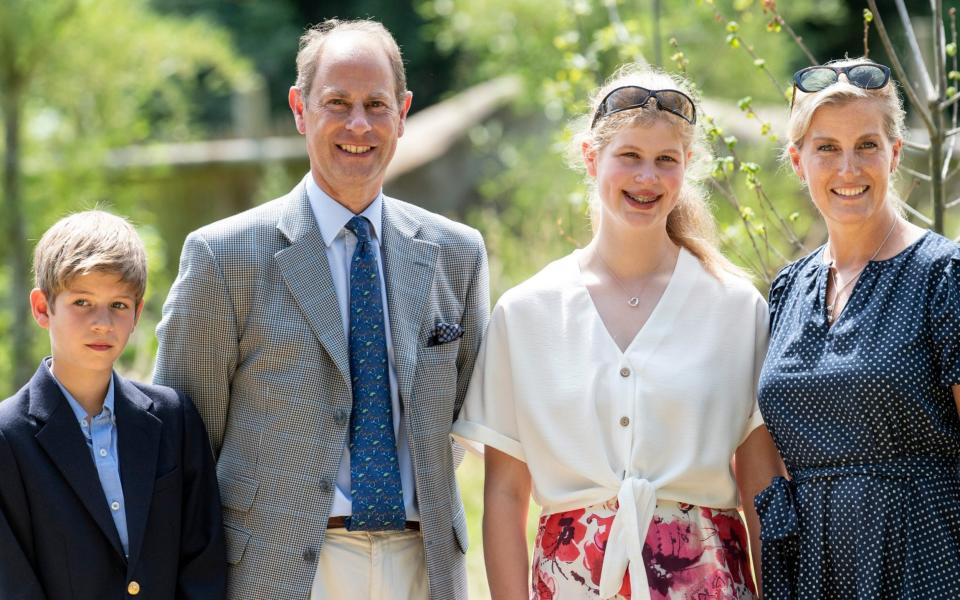 The Earl of Wessex and the Countess of Wessex pictured with their children, James Viscount Severn and Lady Louise in 2019 - Mark Cuthbert/UK Press via Getty Images