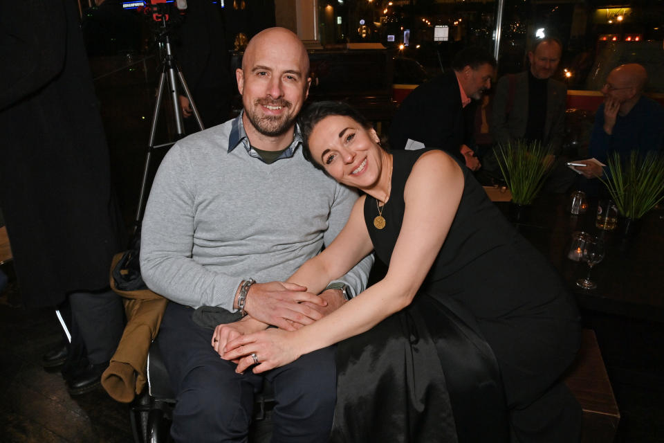 Jonathan Goodwin and Amanda Abbington attend the press night after party for 