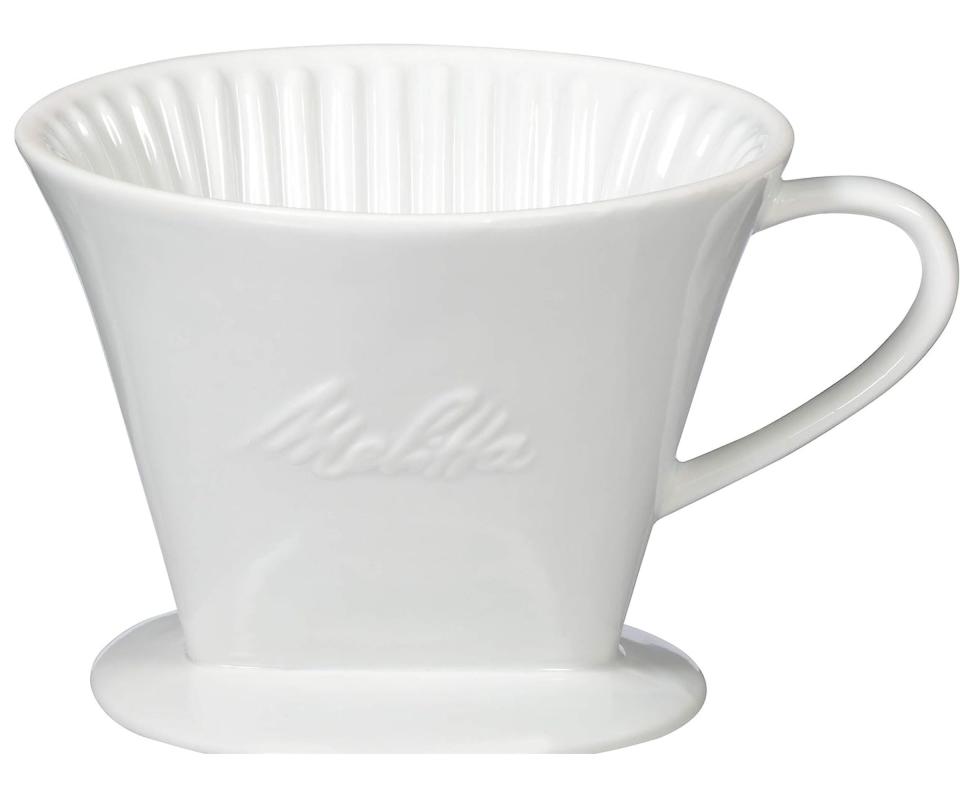 Melitta pour over coffee maker on white