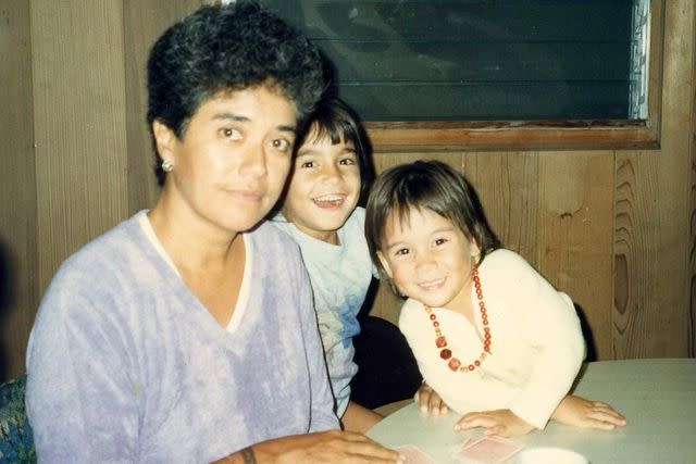 <p>Courtesy of Tulsi Gabbard</p> Caroline Sinavaiana-Gabbard with nieces Tulsi and Vrindavan