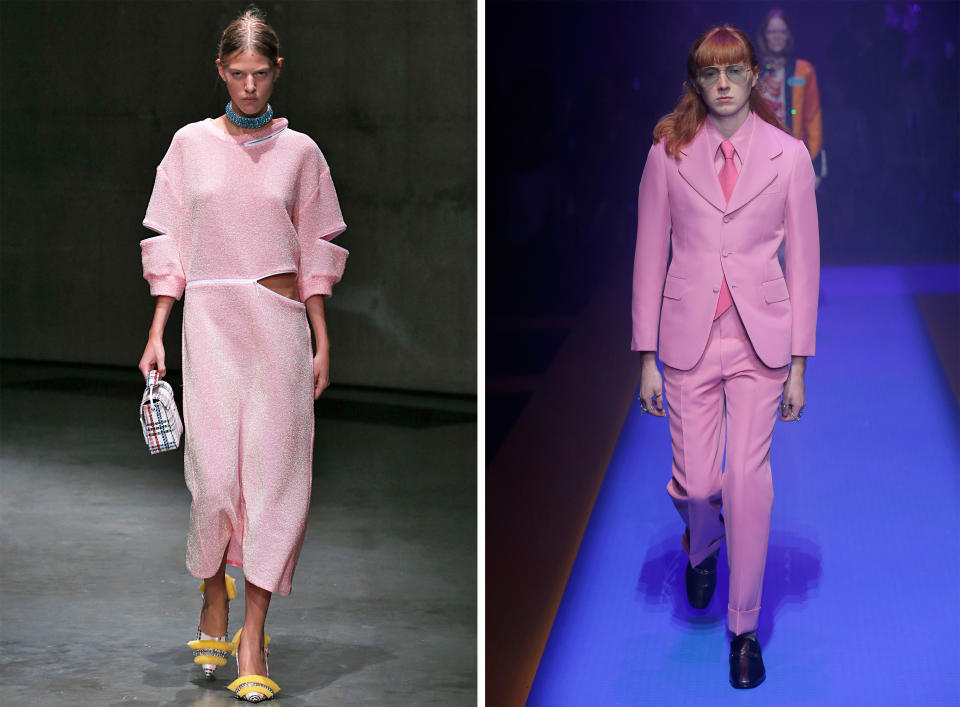 The recent SS18 season saw plenty of ‘girly’ pink take to the catwalks [Photo: Getty]