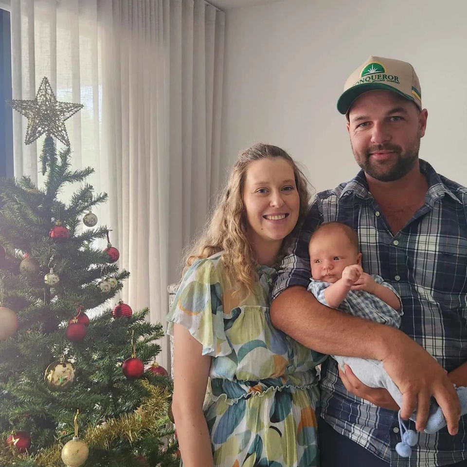 Farmer Wants A Wife’s Brad Jones and Clare Hockings celebrating Christmas with their son Roy.