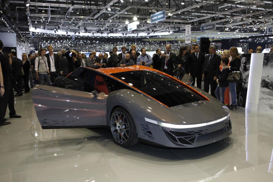 Bertone gives you a vision of the future—from the 1980s—with the wedge-shaped Bertone Nuccio concept, unveiled at the 2012 Geneva Auto Show. Highlighting its long, flat windshield with a bright orange accent, it has ignominiously drawn comparisons to a Dustbuster for its polarizing design. At least what's underneath the hood is appealing: the Nuccio (named after Giovanni Bertone's son) is powered by a Ferrari 4.3-liter V-8, good for 480 horsepower.