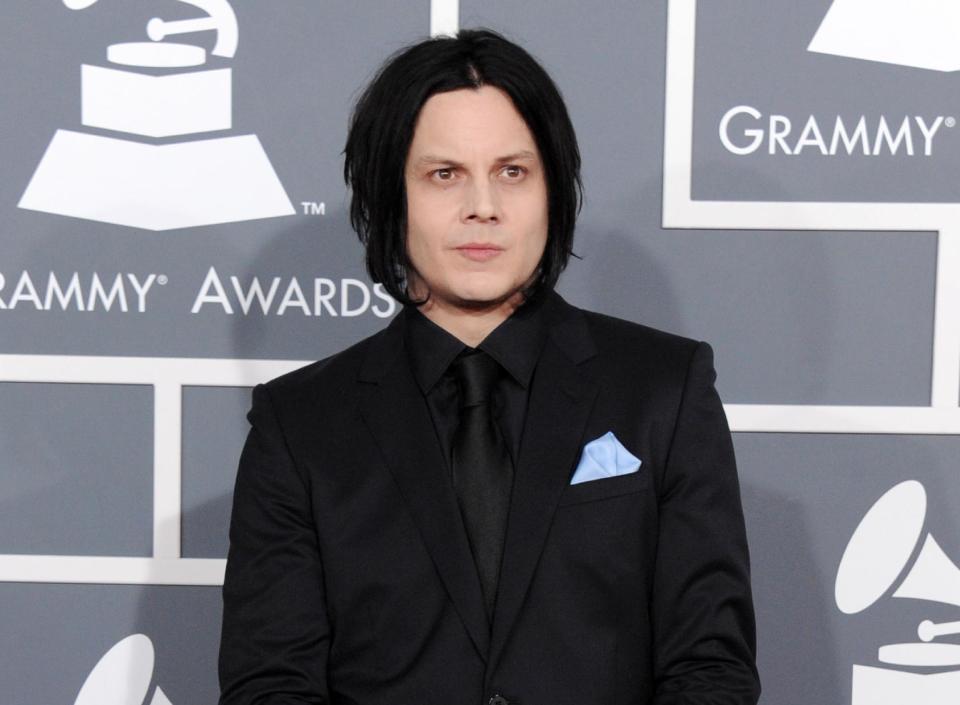 FILE - This Feb. 10, 2013 file photo shows musician Jack White at the 55th annual Grammy Awards in Los Angeles. White is going direct to vinyl with the first live performance of a song off his upcoming album on Record Store Day. Fans will get to see him perform the title track from "Lazaretto" on Saturday morning, which will be recorded and pressed into a limited edition vinyl record that afternoon. (Photo by Jordan Strauss/Invision/AP, File)