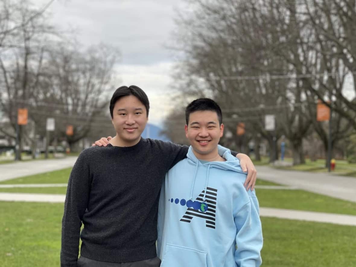 Austin Ma, left, and Kevin Guo are the founders of Coding Pals Foundation, a Vancouver-based organization offering free coding classes to students who wouldn't otherwise have access to that type of learning. (Submitted by Austin Ma - image credit)
