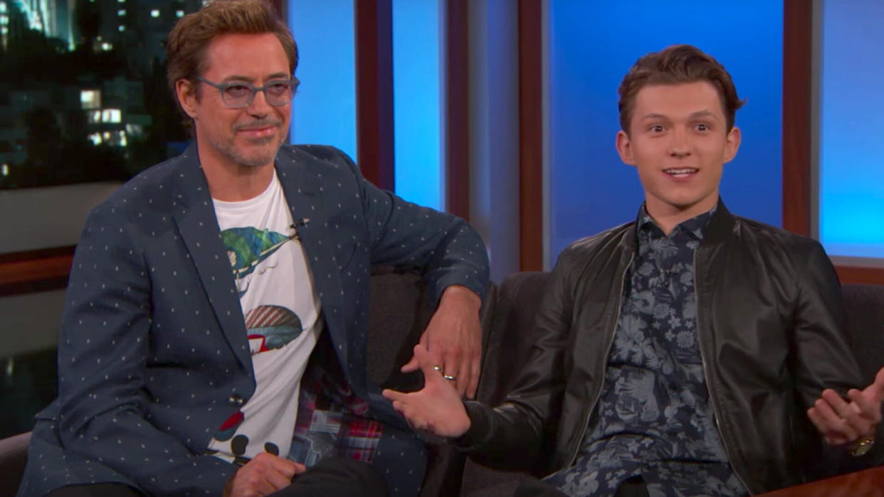 Robert Downey Jr and Tom Holland on Jimmy Kimmel Live