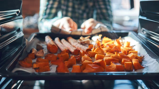 Roasting Pumpkins in the Oven.