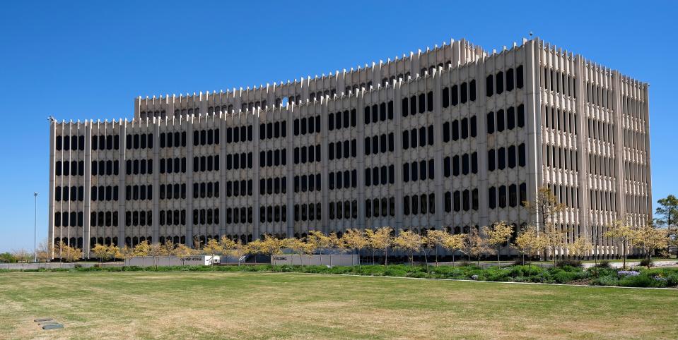 This view shows the Oliver Hodge Building at the Oklahoma state Capitol complex.