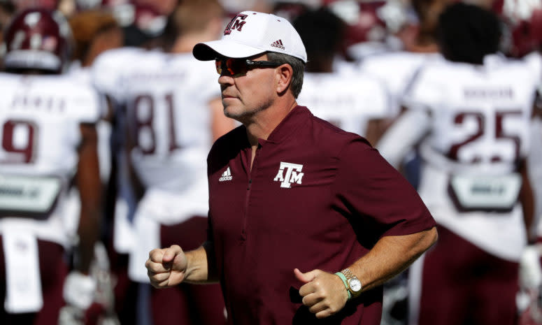 A solo shot of Jimbo Fisher in Texas A&M gear.