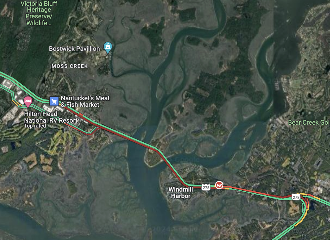 Traffic jams spanned the bridge toward Hilton Head after a crash on the island Thursday afternoon.