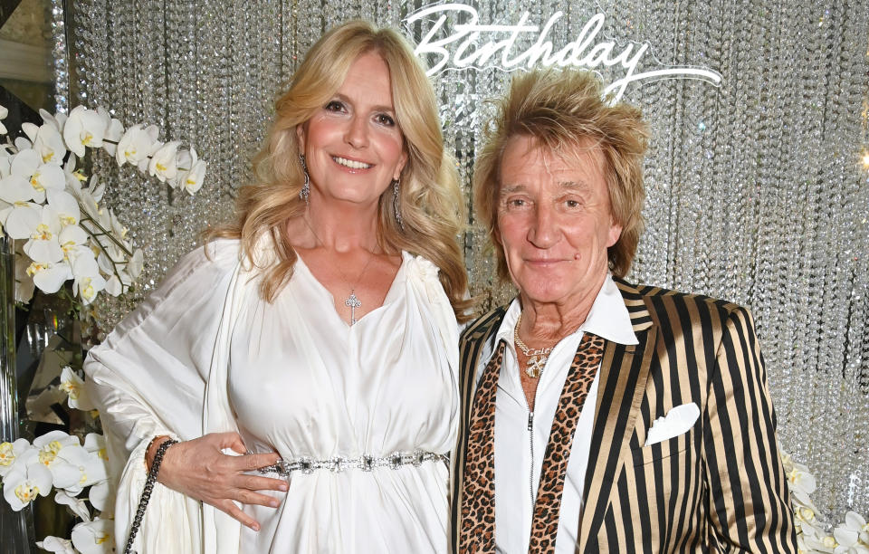 LONDON, ENGLAND - JUNE 08: Penny Lancaster and Sir Rod Stewart attend Annabel's 60th Anniversary Party on June 8, 2023 in London, England. (Photo by Dave Benett/Getty Images for Annabel's)
