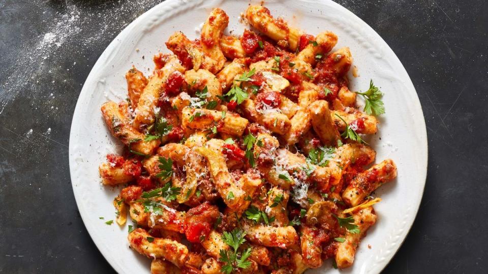 penne pasta with spicy anchovy marinara