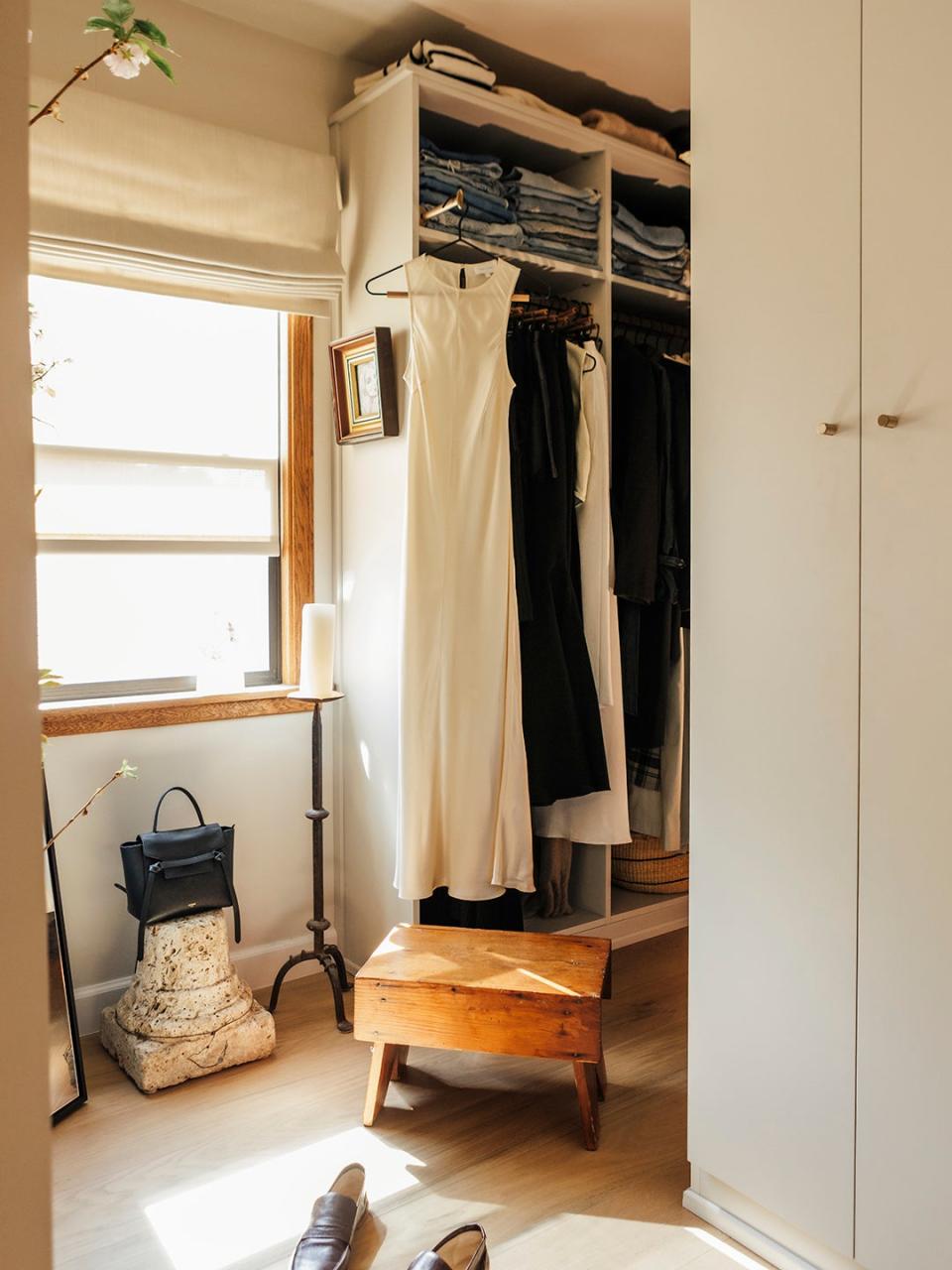 white dress on hanging rod