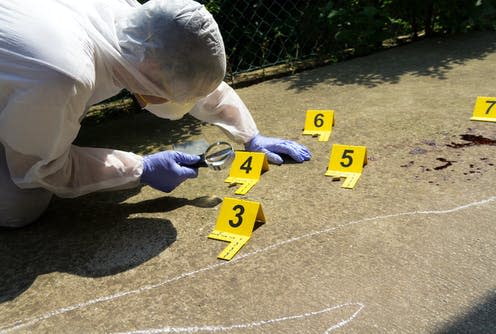   <span class="attribution"><a class="link " href="https://www.shutterstock.com/image-photo/forensic-expert-collects-evidence-crime-scene-1157300962" rel="nofollow noopener" target="_blank" data-ylk="slk:Zoka74/Shutterstock;elm:context_link;itc:0;sec:content-canvas">Zoka74/Shutterstock</a></span>