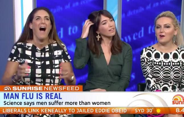 Panellists Jackie Frank, Kristie Mercer and Melissa Hoyer were outraged by Kochie's comments. Source: Channel Seven