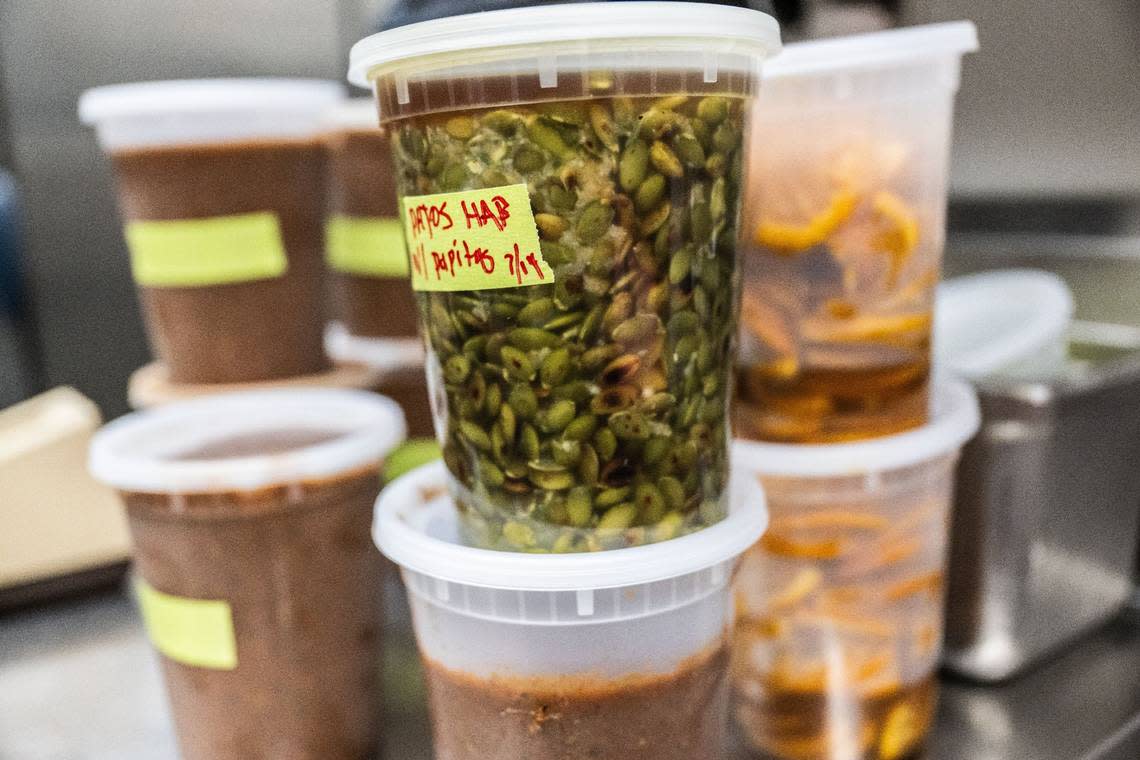 Ingredients for recipes sits on a counter at Cantina Pedregal, a new restaurant opening in Folsom by premier chefs Brad Cecchi and Patricio Wise.