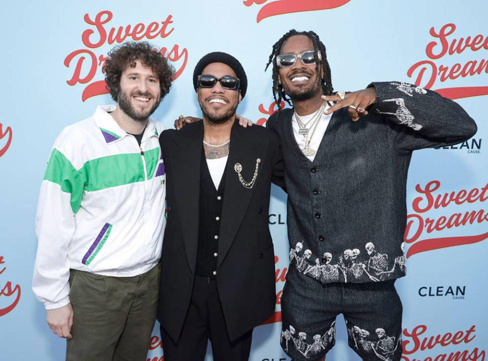 Lil Dicky, Anderson.Paak and GaTA attend the premiere of Paramount's Sweet Dreams at the Laemmle Royal in Santa Monica on April 1, 2024.