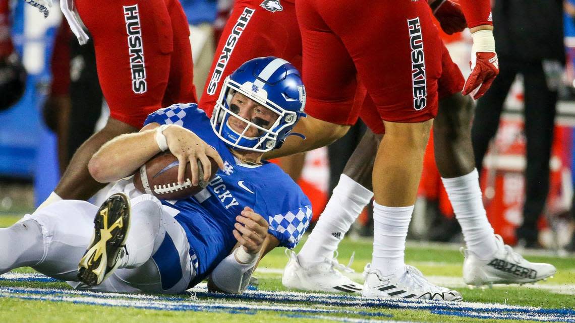 Kentucky quarterback Will Levis was sacked five times during UK’s 31-23 win over Northern Illinois Saturday night. On the season, Levis has now been sacked 16 times.