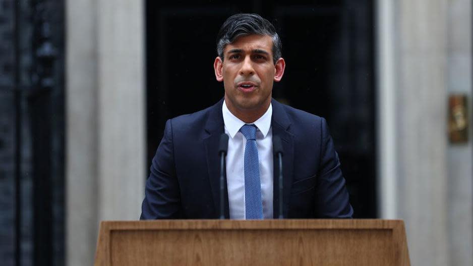 Rishi Sunak announcing election outside No 10 Downing Street