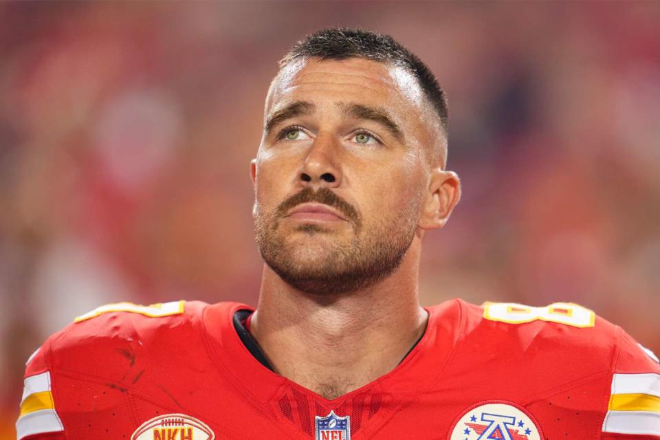 <p>Cooper Neill/Getty Images</p> Travis Kelce told WSJ. Magazine he thinks about retiring “more than anyone could ever imagine.”