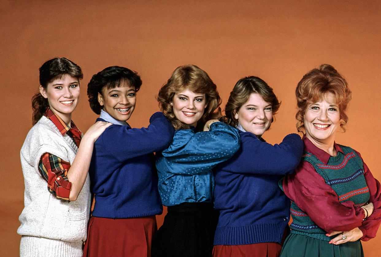 From left, Nancy McKeon, Kim Fields, Lisa Whelchel, Mindy Cohn, Charlotte Rae.