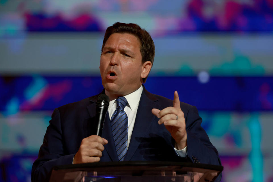 Florida Gov. Ron DeSantis speaks during the Turning Point USA Student Action Summit held at the Tampa Convention Center on July 22, 2022 in Tampa, Florida.<span class="copyright">Joe Raedle—Getty Images</span>