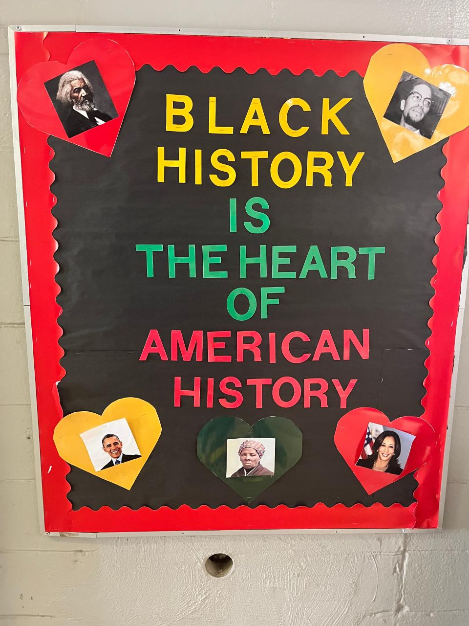 Bulletin boards around Pineview Elementary School highlight Black trailblazers and icons.