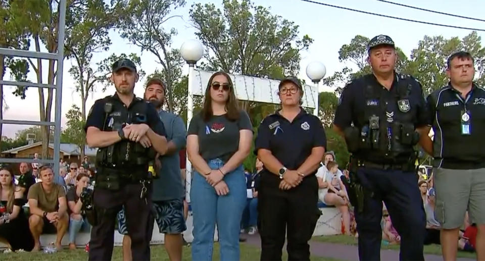 Survivor Keely Brough attends the funeral of her colleagues who were killed in the Wieambilla shooting