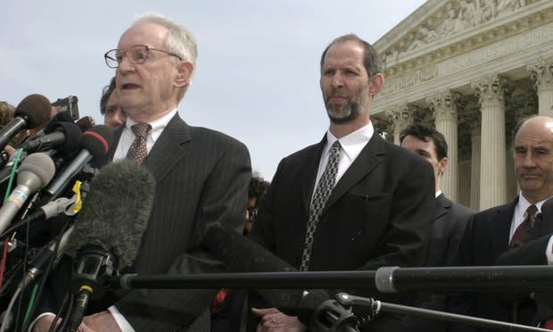 John Gibbons in front of the Supreme Court after arguing the Guantanamo cases. Photo by Roberto Westbrook