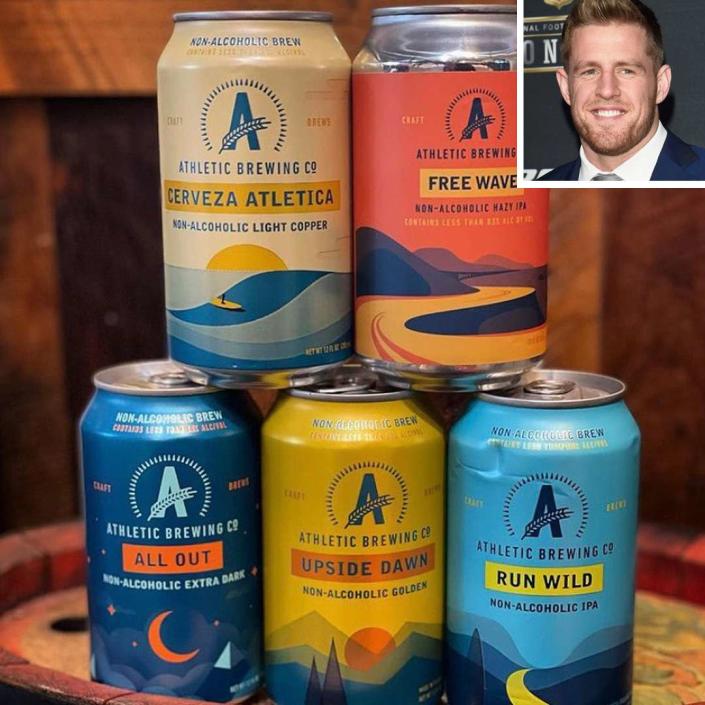 <p><strong>Athletic Brewing Company</strong></p> <p>The <a href="https://people.com/tag/jj-watt/" rel="nofollow noopener" target="_blank" data-ylk="slk:Arizona Cardinals defensive end" class="link ">Arizona Cardinals defensive end</a>—along with NFL star Justin Tuck and chef David Chang—invested in the beer company, which makes flavorful, award-winning craft brews (IPAs, lagers, golden ales, darks, sours and more) without the booze. "When you want to enjoy the Badger game on Friday night but have a game to play on Sunday..." the former University of Wisconsin star<a href="https://twitter.com/jjwatt/status/1319786533612851200?lang=en" rel="nofollow noopener" target="_blank" data-ylk="slk:tweeted along with a photo" class="link "> tweeted along with a photo</a> of his beer can-packed fridge. </p> <p><strong>Buy It!</strong> Athletic Brewing Non-Alcoholic Beer 6-Pack, $13; <a href="https://athleticbrewing.com/collections/shop-all" rel="nofollow noopener" target="_blank" data-ylk="slk:athleticbrewing.com" class="link ">athleticbrewing.com</a></p>