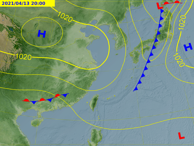 今日晚起至明日鋒面通過及東北季風增強。（圖／翻攝自中央氣象局）