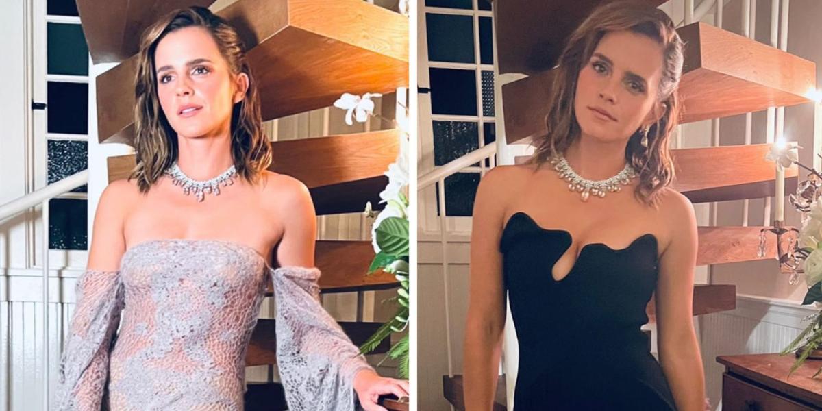 Emma Watson Makes a Rare Appearance in a Lace Alexander McQueen Gown