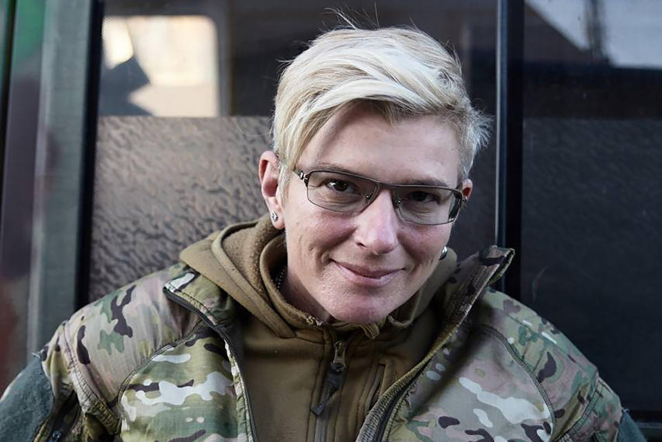 This undated image provided by the Invictus Games Team Ukraine shows Yuliia Paievska, known as Taira, a celebrated Ukrainian medic who used a body camera to record her work in Mariupol while the port city was under Russian siege. Paievska was later captured by Russian troops. Ukrainian President Volodymyr Zelenskyy announced Friday, June 17, 2022, that Russia has freed Paievska. (Invictus Games Team Ukraine via AP)