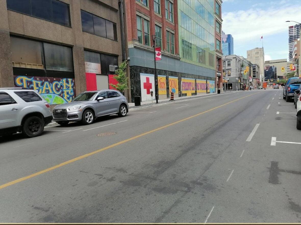 An Apple TV series called Improbable Valentine will be filmed on Richmond Street between Dundas and King streets.  (CBC News - image credit)