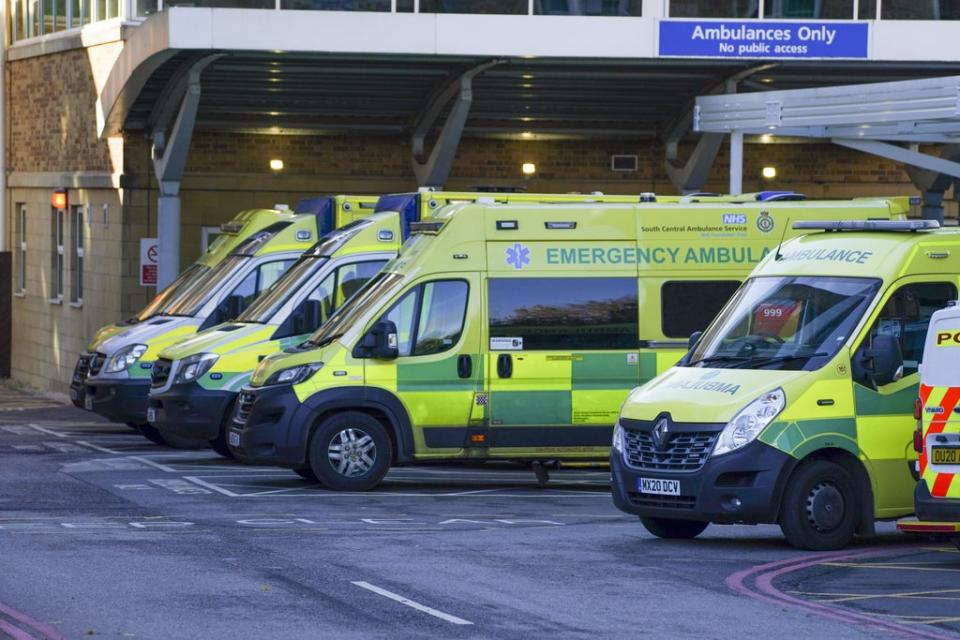 Ambulances parked at an accident and emergency department (PA) (PA Wire)