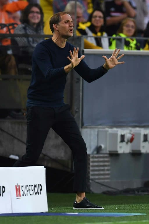 Dortmund's head coach Thomas Tuchel reacts during their German Super Cup match against Bayern Munich, in Dortmund, on August 14, 2016