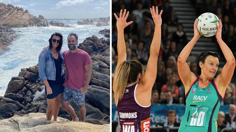 The Block star Bianca Chatfield with her partner Mark Scrivens, Chatfield plays for the Vixens during the ANZ Championship Grand Final match between the Vixens and the Firebirds at Hisense Arena on June 22, 2014 in Melbourne, Australia. Photos: Supplied, Graham Denholm/Getty Images