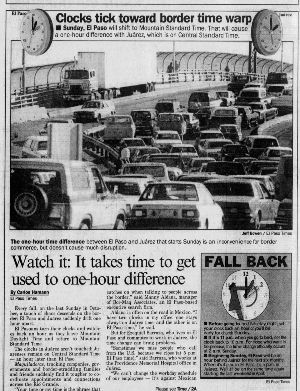 In the 1990s, Juarez and El Paso would be in two different time zones during the fall and winter months.