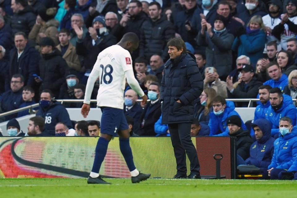 Tanguy Ndombele was booed by the home crowd when he strolled off after being substituted (John Walton/PA) (PA Wire)