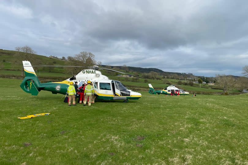 Great North Air Ambulance at the scene of the crash