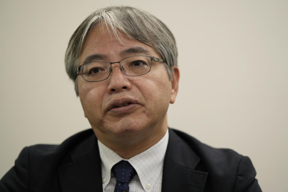 Junichi Matsumoto, an official of Tokyo Electric Power Company Holdings (TEPCO), speaks in an interview with The Associated Press at the TEPCO headquarters in Tokyo, Friday, July 28, 2023. Matsumoto, a top official in charge of the Fukushima Daiichi nuclear power plant said an upcoming release of treated radioactive water into the sea more than 12 years after the meltdown disaster marks “a milestone,” but it's still an initial step of the daunting task of the decades-long decommissioning process that still remain. (AP Photo/Hiro Komae)