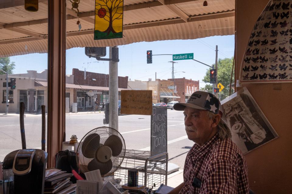 George Burkert in his store, Willcox Trading, on June 13, 2023, in Willcox, Arizona.